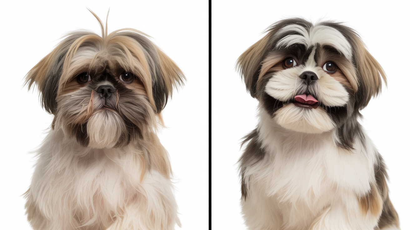 Shih Tzu Vorher-Nachher Transformation durch professionelle Fellpflege im Hundesalon Rosenberger